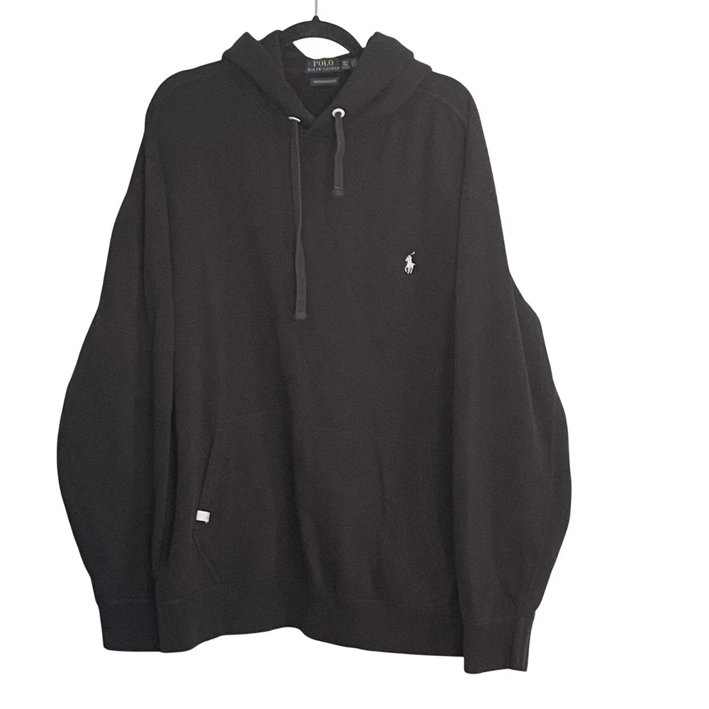 Polo Ralph Lauren Performance Hoodie Mens XLT Black Embroidered Pony Pullover